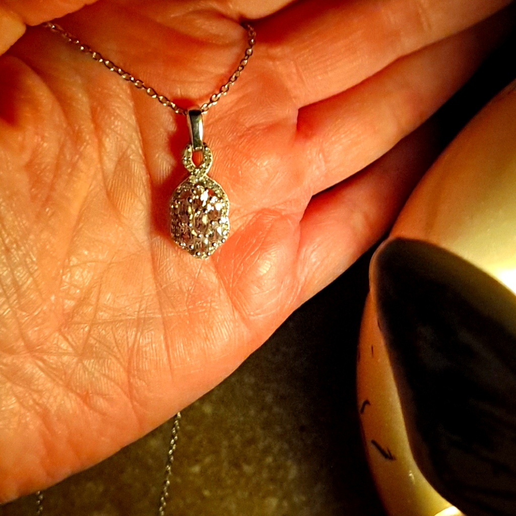 Turkezite Zircon Platinum Over Sterling Necklace 100$